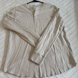 American Eagle Outfitters Light Tan Long Sleeve Henley
